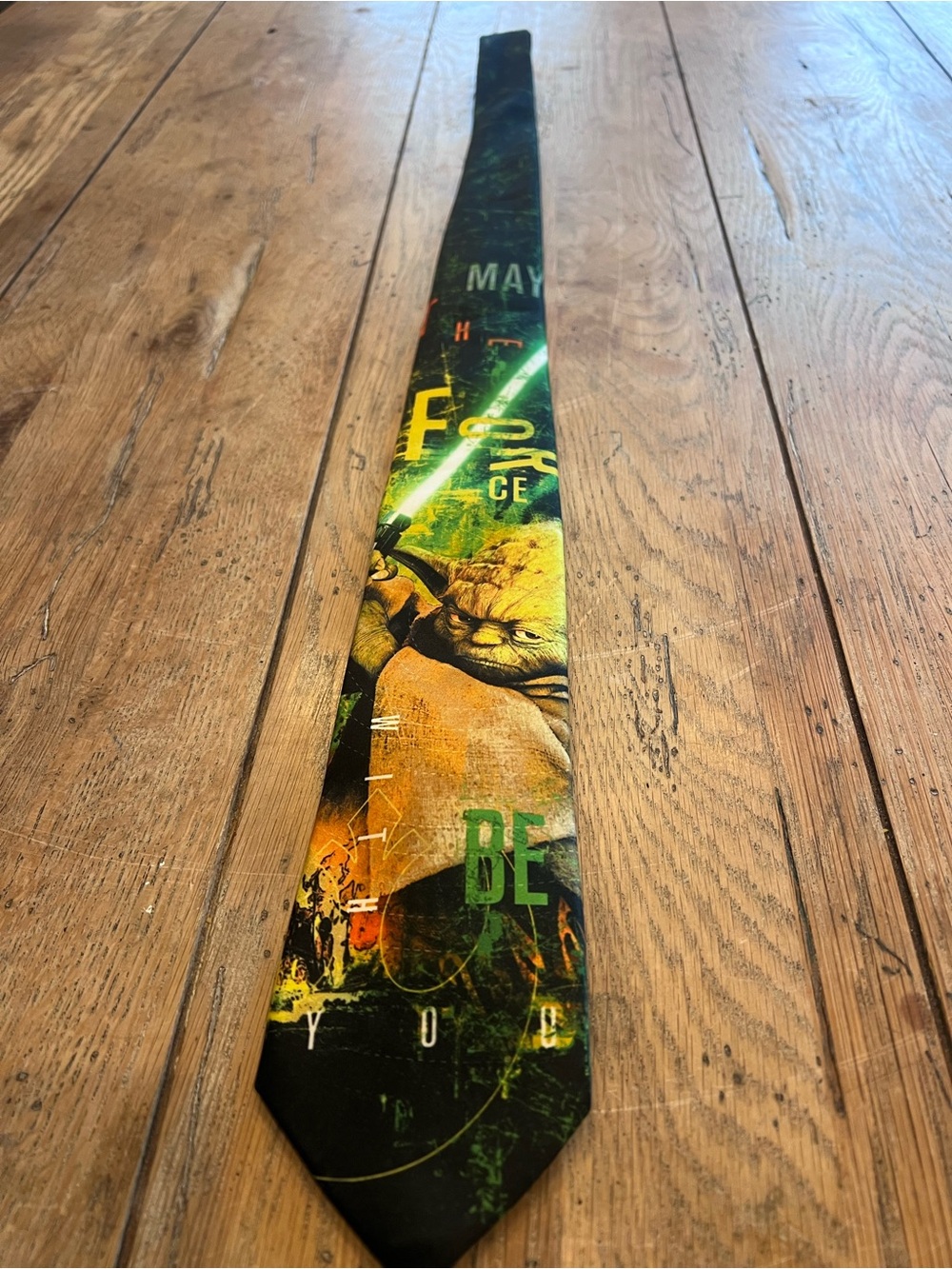 Star Wars Woven Polyester Pointed Tie Yoda Graphic Logo Accents Black